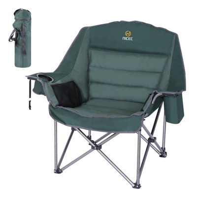 Oversized XL Padded Camping Chair, 400lb Heavy Duty with Cupholder, Cooler & Carry Bag(1 Pack)