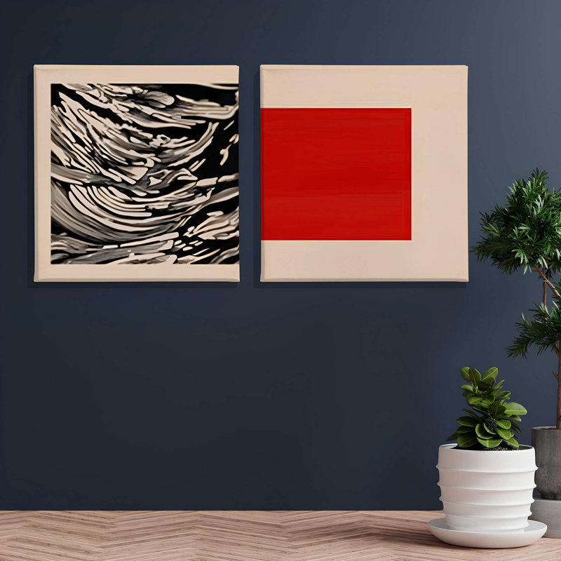 Stylish Decorative Canvas Paintings (2 Pieces), 12 x 12 Inches | 100% Canvas with 100% Wooden Frame | Perfect for Living Room, Bedroom, or Office Decor, Adds Elegance and Modern Touch to Any Space