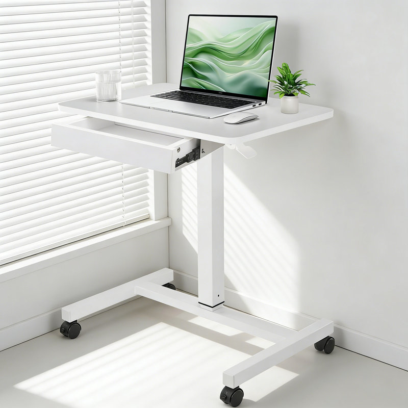 Adjustable Height Computer Desk, White