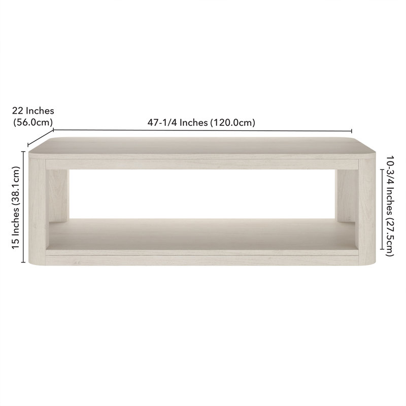 Vegard Floor Shelf Coffee Table with Storage, White