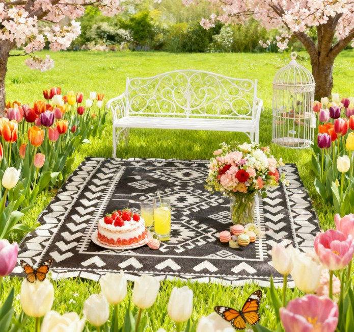 Tapis d'extérieur réversible et tapis de camping pour la décoration intérieure et extérieure