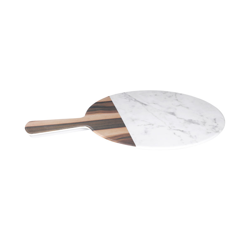 Elite Global Solutions Melamine Cheese Board, Hickory Wood/Carrara Marble
