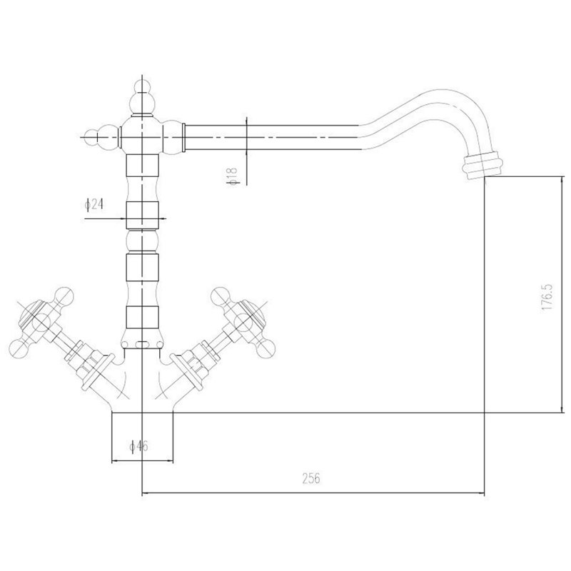 French Twin Lever Monobloc Tap