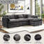 Couchette surdimensionnée en chenille de 112 po avec couchette modulaire en L avec repose-pieds et mousse à mémoire de forme pour salon - gris moderne-1065616739
