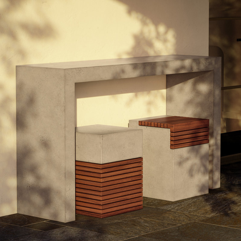 Mixx 55'' W Console Table, Ivory Terrazo