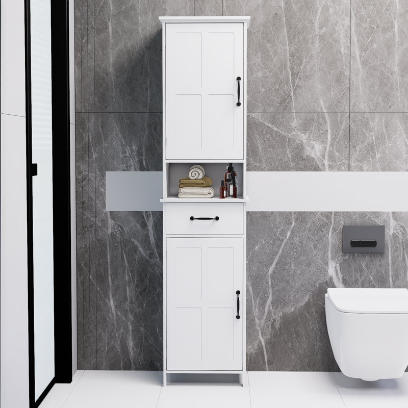 Armoire sur pied ultra-mince blanche à double porte