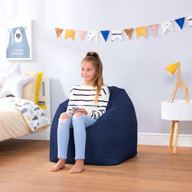 Bean Bag Bazaar Teen Classic Water-Resistant Bean Bag Chair, Navy