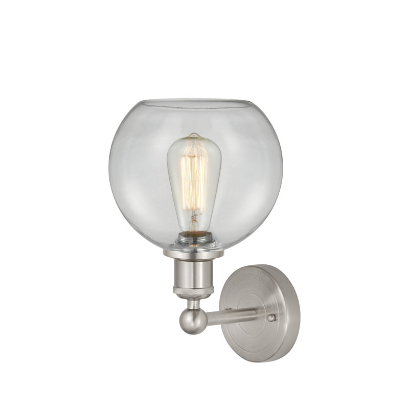 Applique murale en acier Ellington, Transparent, Nickel satiné