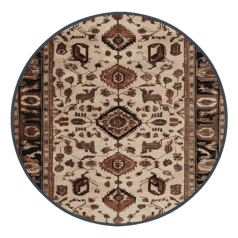 Tapis brun lavable à la machine, Rond 4 pi