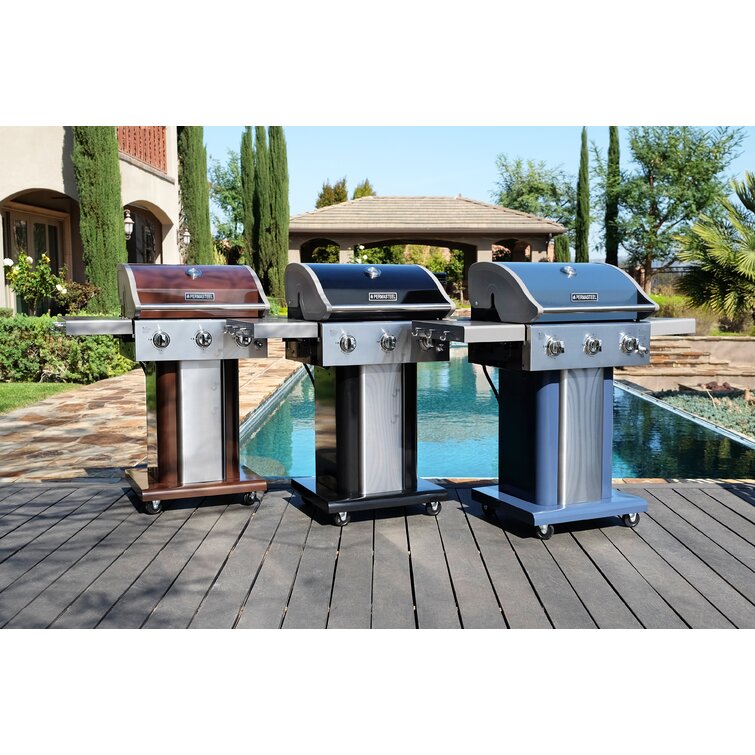 Kenmore 3 Burner Pedestal Grill with Foldable Side Shelves