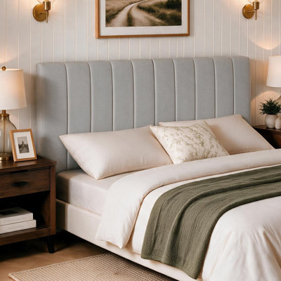  Vertical Channel Upholstered Headboard with Adjustable Height