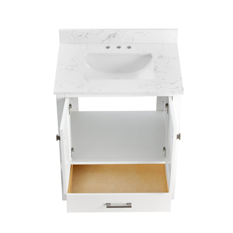 30-inch Bathroom Vanity With Engineered Stone Top, White