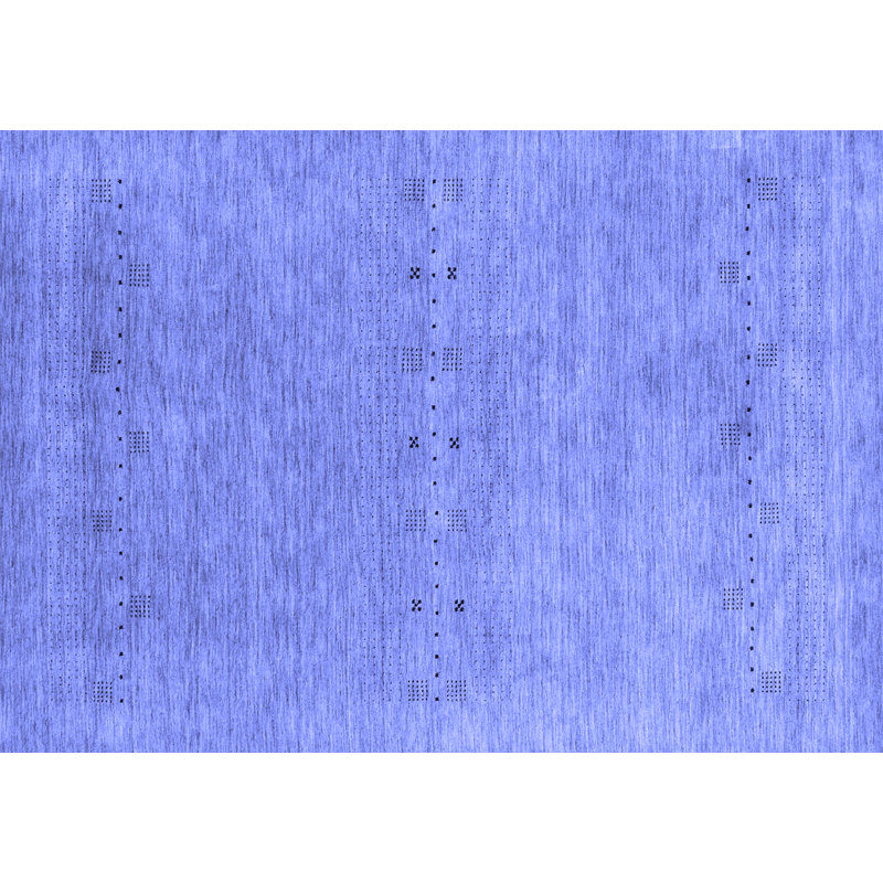 Tapis contemporains bleu lavable à la machine 2613, Rectangle 2 pi x 3 pi