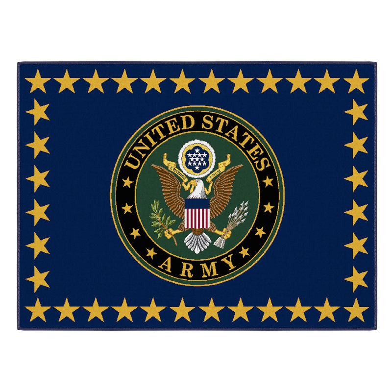 US Army Stars Logo Non-Slip Area Rug Man Cave Décor Bedroom, Blue, Rectangle 2'3" x 3'