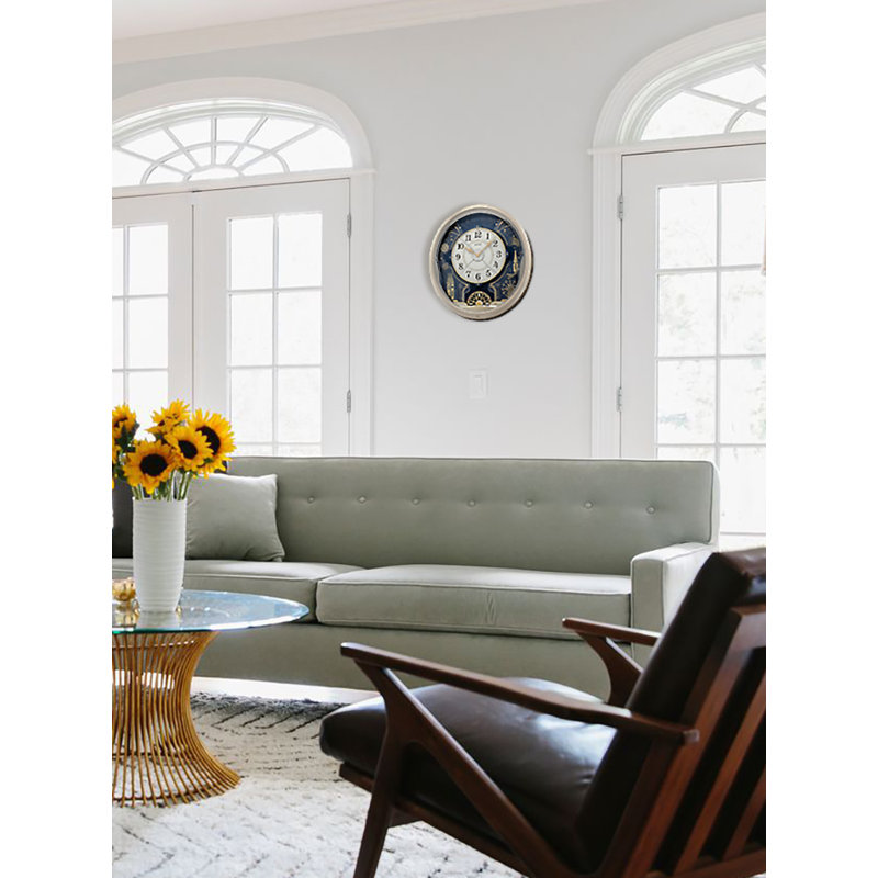 Blue Round Plastic Digital Wall Clock with Adjustable Volume