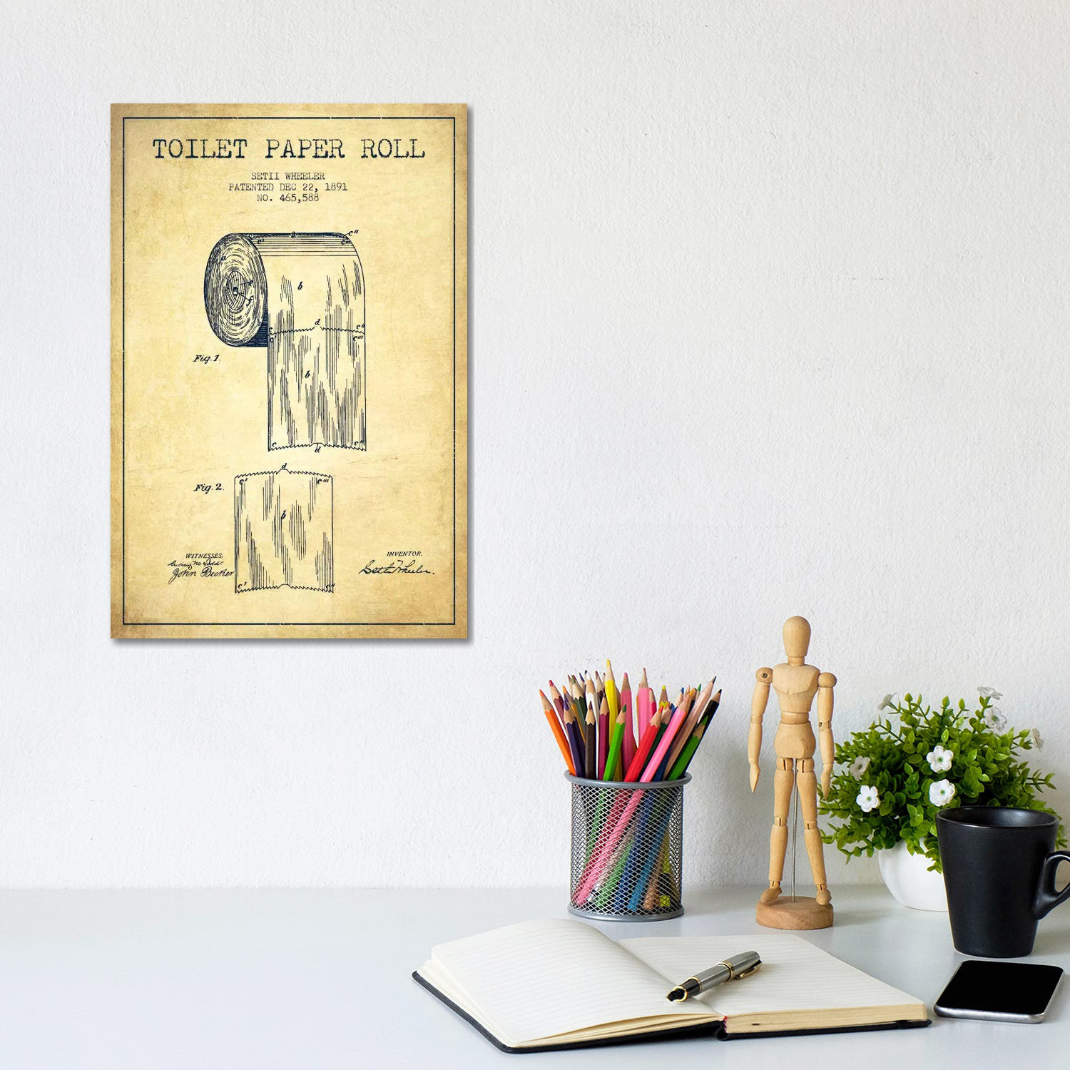 17 Stories Toilet Paper Vintage Patent Blueprint - Wall Art Print | Wayfair