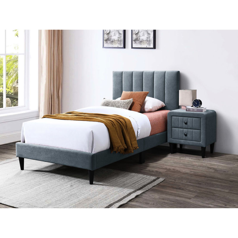 Gray Twin Bed Headboard, Stylish Tufting, Adjustable Up To 3", Brushed Linen, 12 Support, No Box Spring For Bedroom Headboard In Gray, Modern Design, Needed