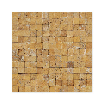 Golden Sienna 1" X 1" Travertine Look Floor And Wall Mosaic