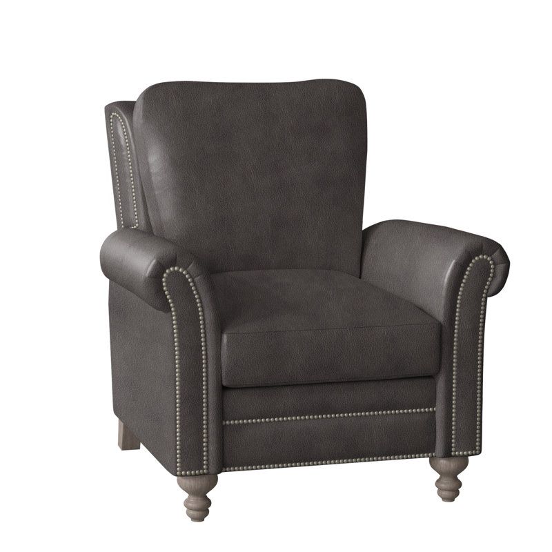 Richardson Recliner, Pewter, Stone, Anilina Cacao Genuine Leather