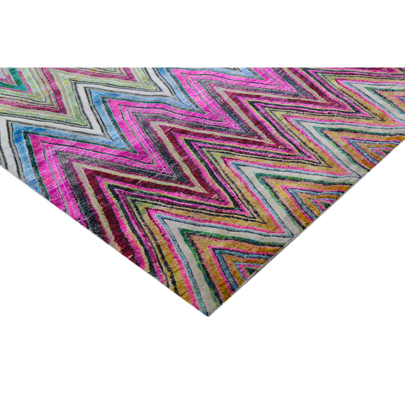 Hand Knotted Chevron Area Rug, Rectangle 12' x 15'