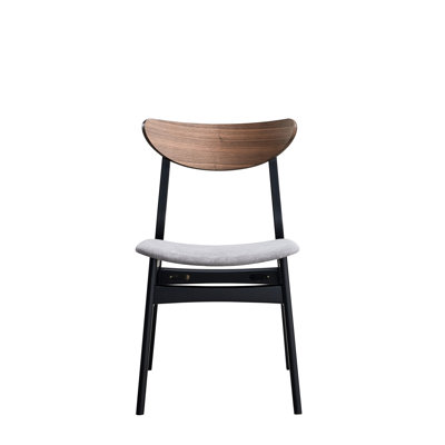 Chaise d'appoint 2 - Lin gris, noyer et noir, coussin de siège rembourré, bois courbé, capacité de 220 lb par capacité, largeur de 18 po, profondeur de 15 po, hauteur de 30 po, sans revêtement en lin, assise, dossier, capacité de chaque