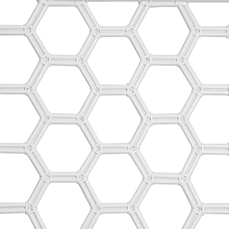 Tête de lit à structure ouverte en osier / rotin Honeycomb, Blanc, Simple
