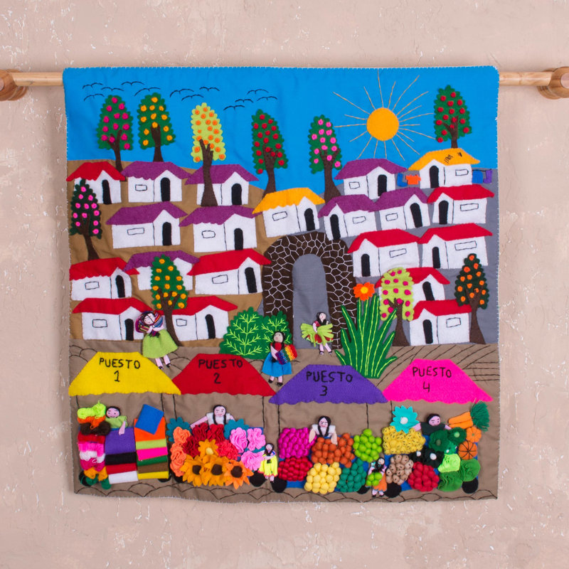 Tapisserie arpilleria en coton market splendor