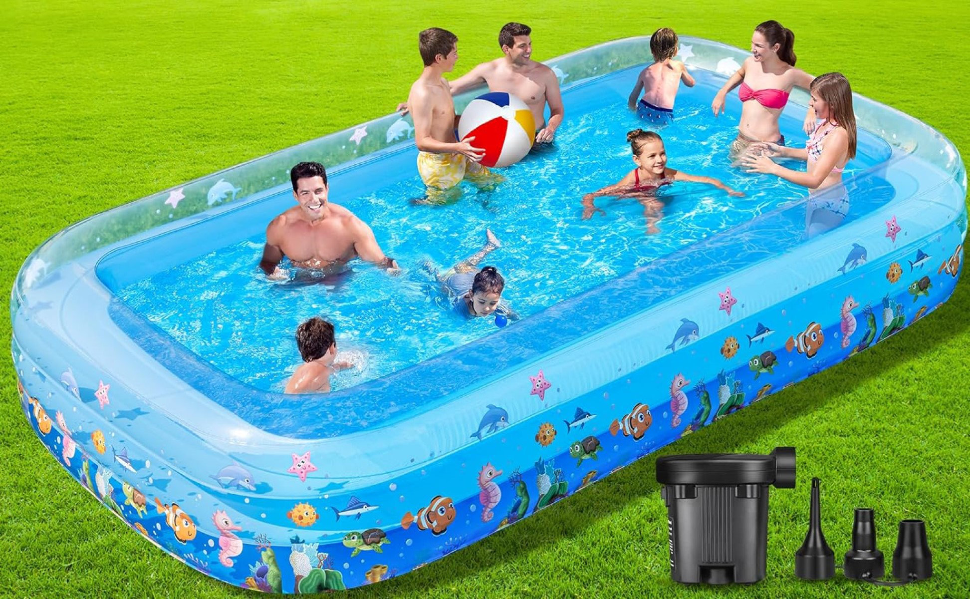 INSALER Inflatable Swimming Pool With Air Pump 130" X 72" X 22" | Wayfair