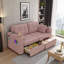 Canapé modulaire en chenille rose moderne avec charge USB, rangement et porte-gobelet - Canapé modulaire 2 places pour le salon-129023782