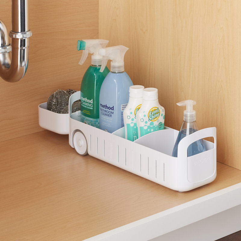YouCopia RollOut Under Sink Caddy, 5", Rolling Organizer Bin with Adjustable Dividers