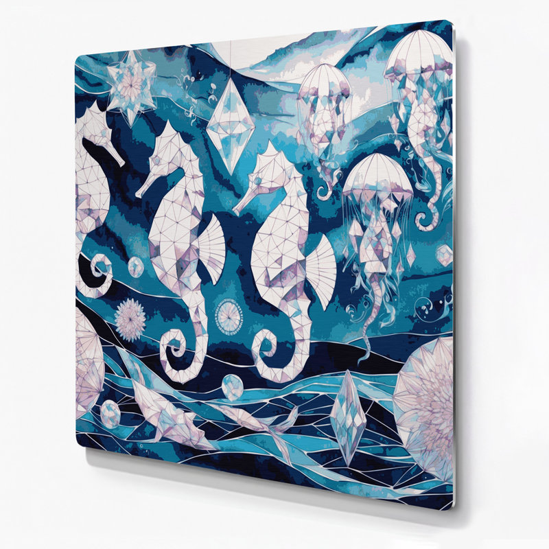 Art mural en métal bleu nautique, H 8 po x l 8 po