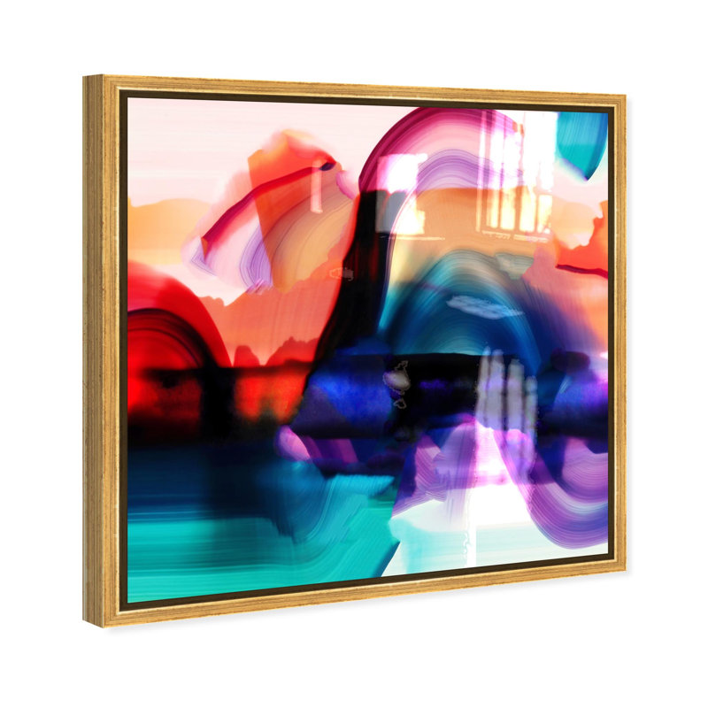 Oliver Gal Inked III Abstract - Hand-Applied Glass Coat Framed Canvas Art, Gold, 24" H x 24" W