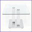 Table basse contemporaine à plateau en verre avec base en panneau de fibres à densité moyenne blanc - Facile à nettoyer, peu encombrante pour le salon-940289548