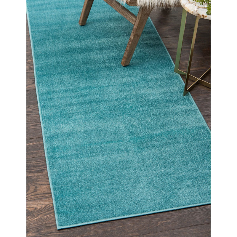 Tapis bleu sarcelle Arzilla, Tapis de couloir 2 pi 9 po x 9 pi 10 po