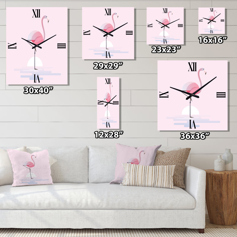 Standing Pink Flamingo - Farmhouse Wall Clock, Extra Large