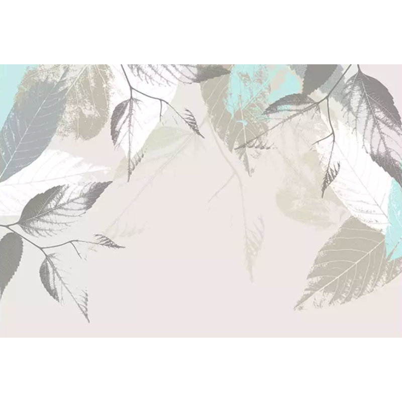 Papier peint texturé amovible gris Grey Leaves, l 150 po x L 98 po