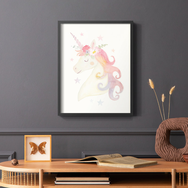 «Sweet Unicorn I», reproduction encadrée - bois massif, H 20 po x l 16 po, Noir