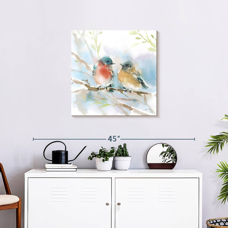 Paire d'oiseaux bleus Brampt au printemps, H 24 po x l 24 po