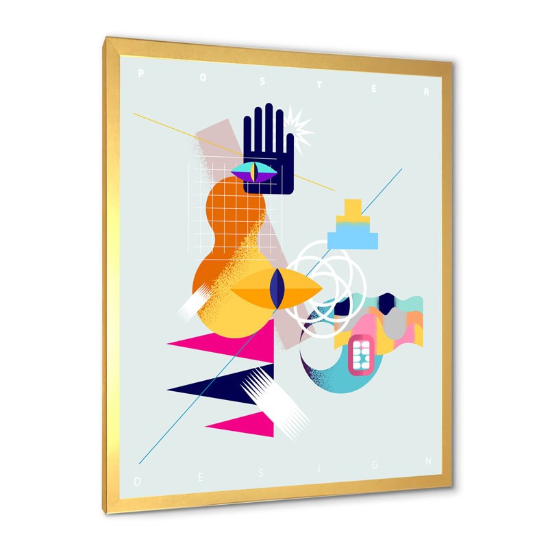«Geometric Pastel Abstracts II», œuvre d'art moderne et contemporaine sur toile, Cadre photo doré, H 20 po x l 12 po x P 1 po