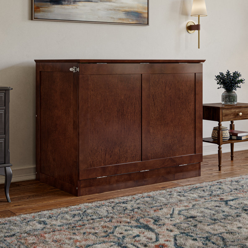 Westfield Low Profile Wood Murphy Bed Chest with 6" Mattress, Walnut, Twin XL