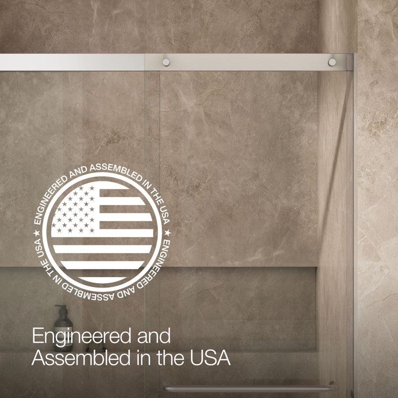 Elate Sliding Shower Door, 70-1/2-In H X 44-1/4 - 47-5/8-In W, With 1/4-In Thick Frosted Glass, Silver/Clear