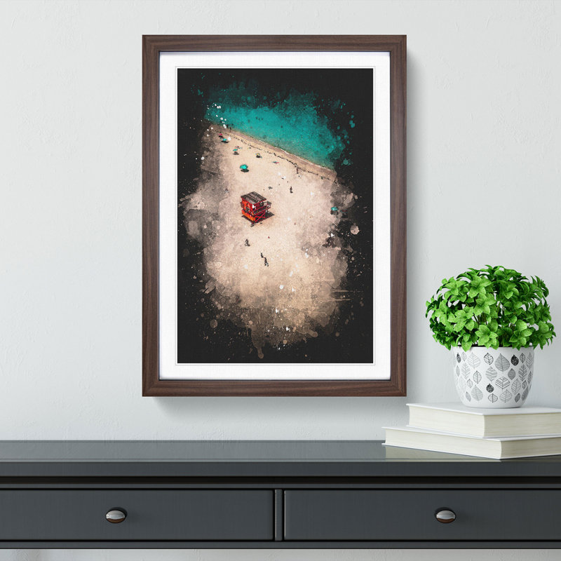 South Beach in Miami - Framed Print, 45cm H x 33cm W x 2cm D, Walnut Framed