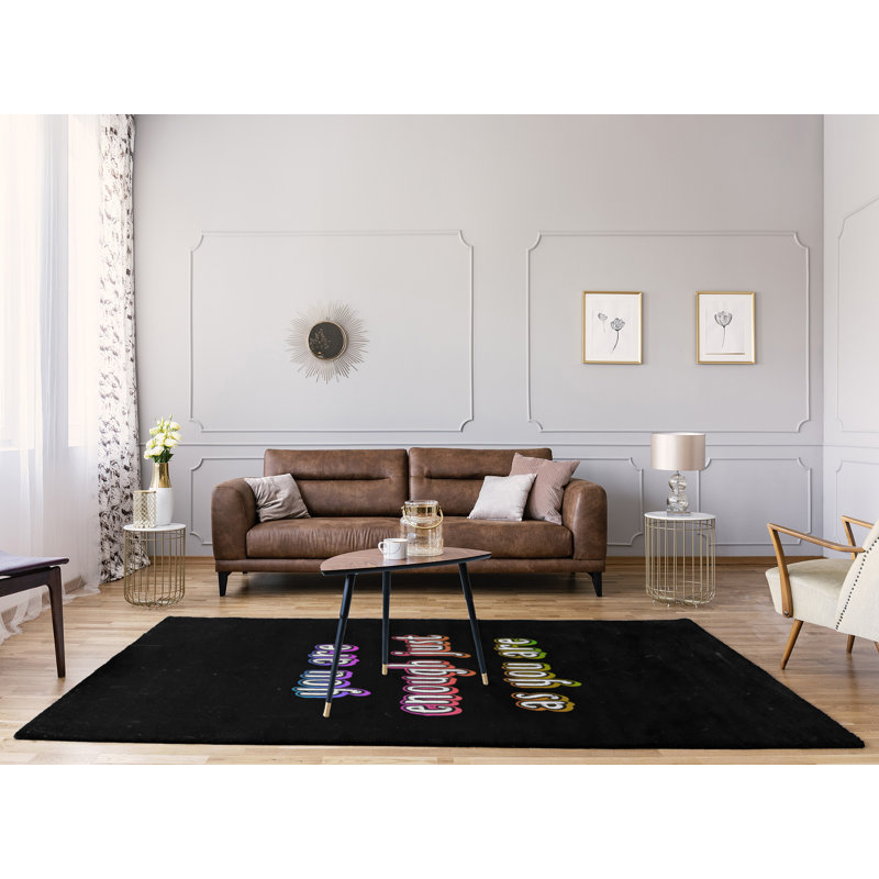 Tapis en poly-tableau noir style en polyester assez quote, Rectangle 5 pi x 7 pi