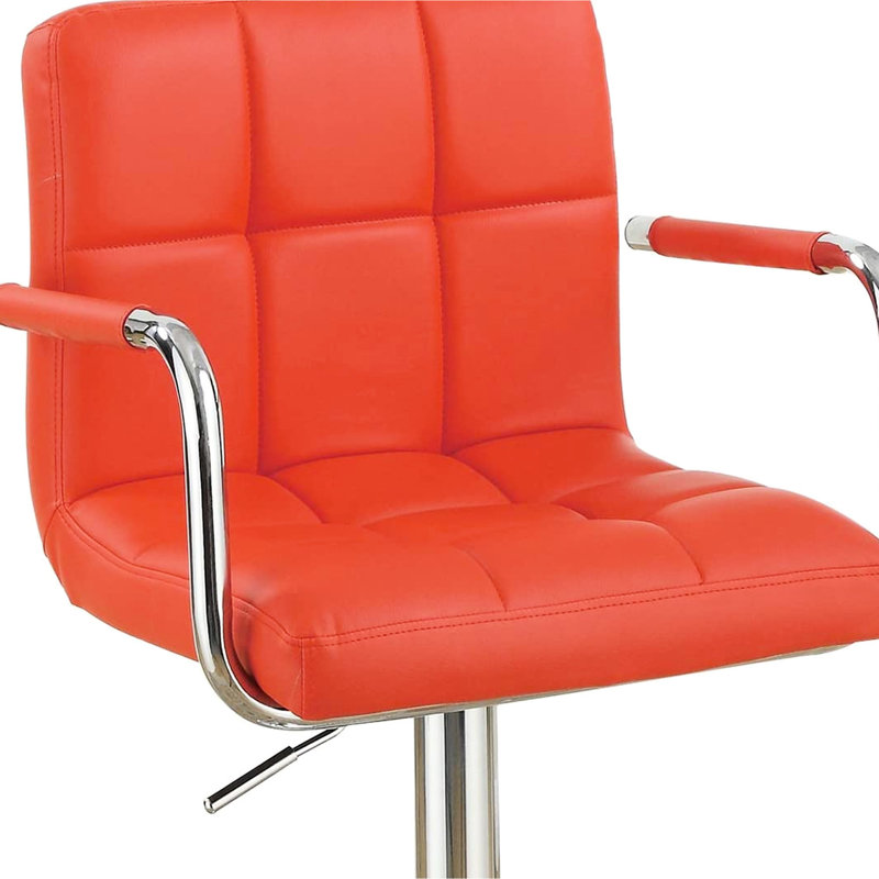 Chaises de cuisine rouges en similicuir avec hauteur réglable et accoudoirs, avec 2 coussins de style contemporain