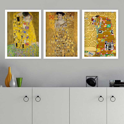 Elegant Decorative Framed Painting Set (3 Pieces), 13.8 x 17.7 inches Each | 100% Wooden with 100% Polystyrene Frame (Thickness: 0.8 inches) | UV Digital Printing, Perfect for Living Room & Home Décor