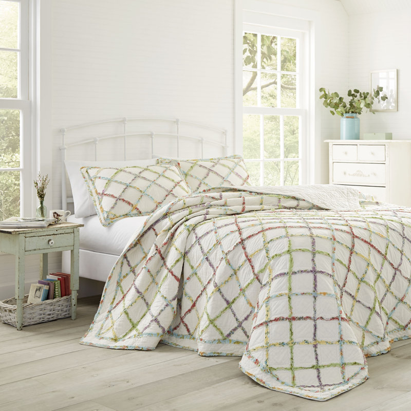Courtepointe en coton réversible Ruffled Garden, Simple