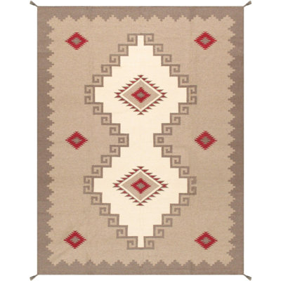 Huskins Southwestern Handmade Rectangle 9' x 11'10" Wool/Cotton Area Rug in Mocha/Brown