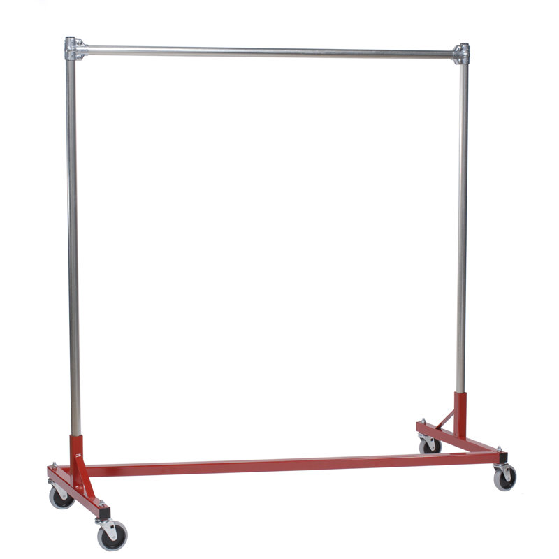 63'' Metal Rolling Clothing Rack, Red, 79" H