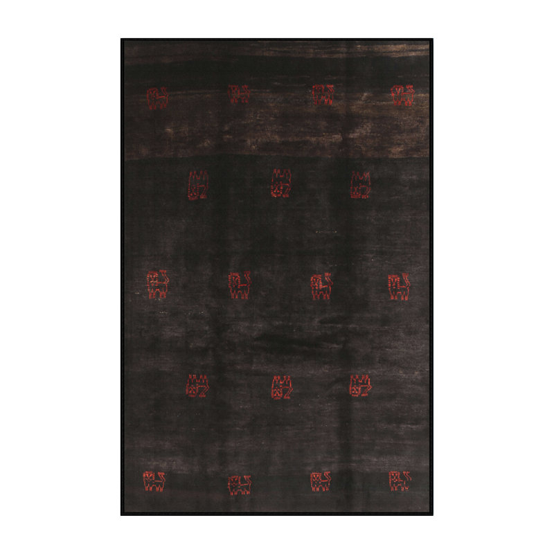 Tapis contemporain noir, Rectangle 2 pi x 4 pi