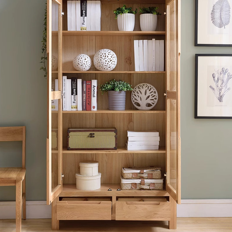 Bibliothèque de rangement de style européen, (5 tablettes) H 74,80 po x l 39,37 po x P 11,81 po, Brun